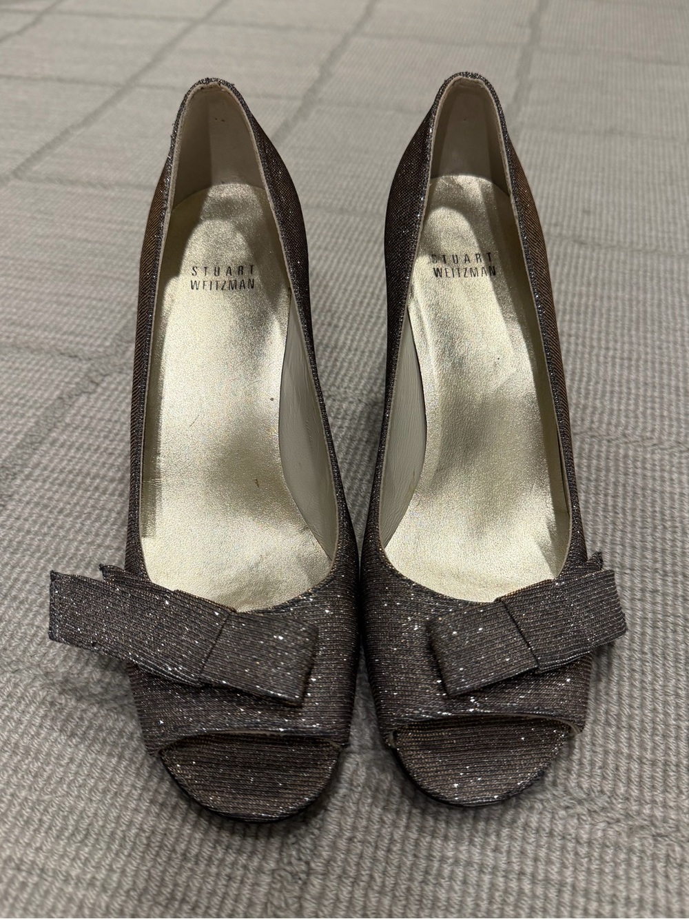 Stuart Weitzman Glitter Bow Pumps